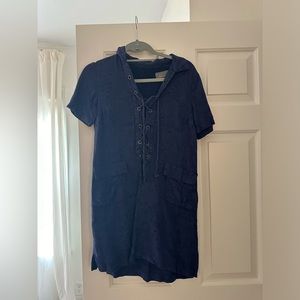 Anthropologie Navy Dress with Floral Detail